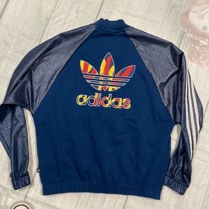 Adidas track jacket with logo on the back sz small